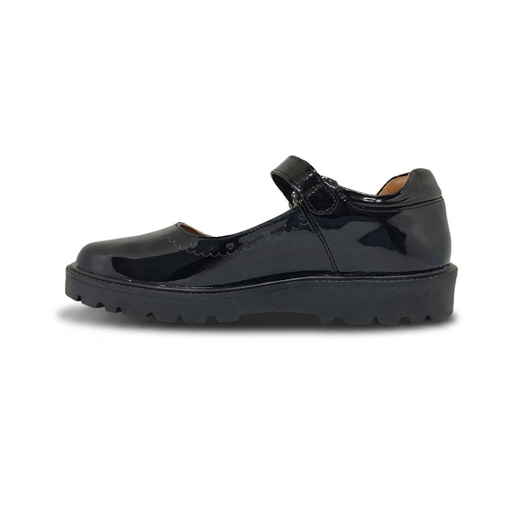 Calzado Escolar Para Niña Yonder 6600 Negro Charol Ab0701