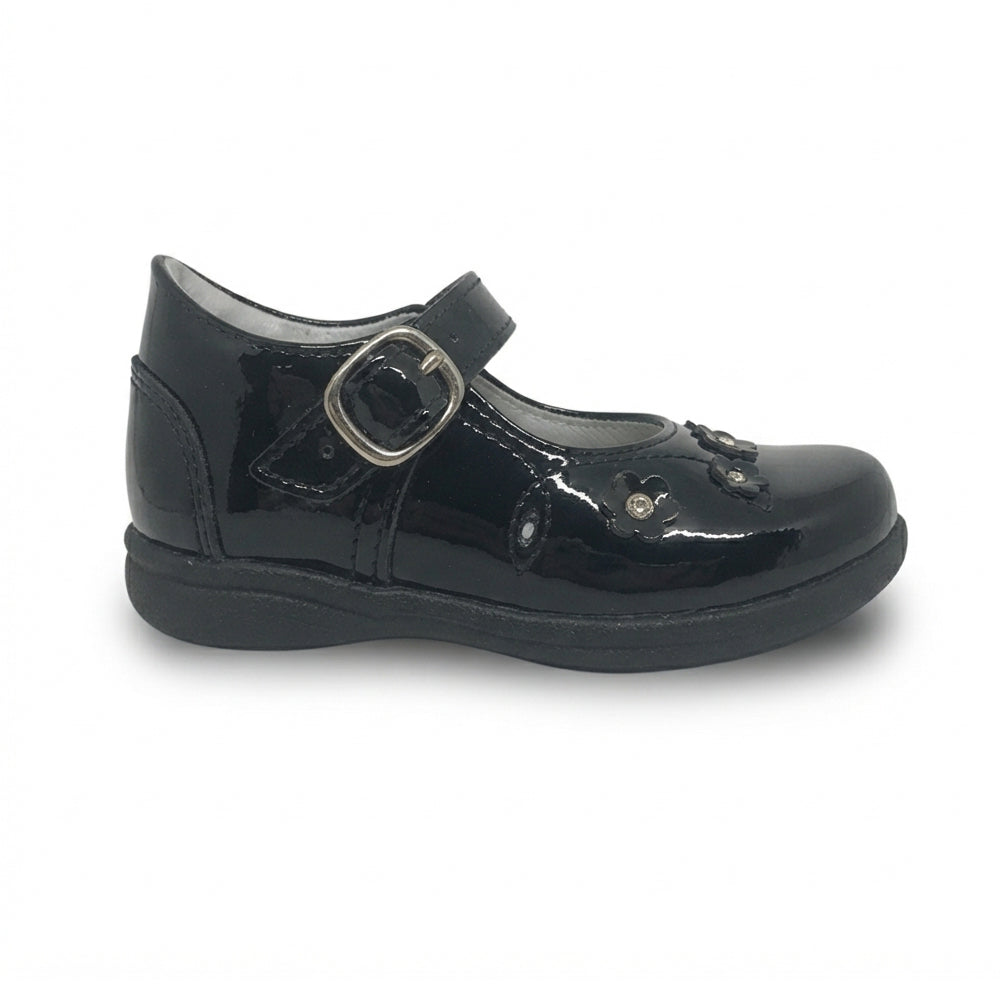 Zapato Para Niña Hurisa 671 Negro Charol Ab0701