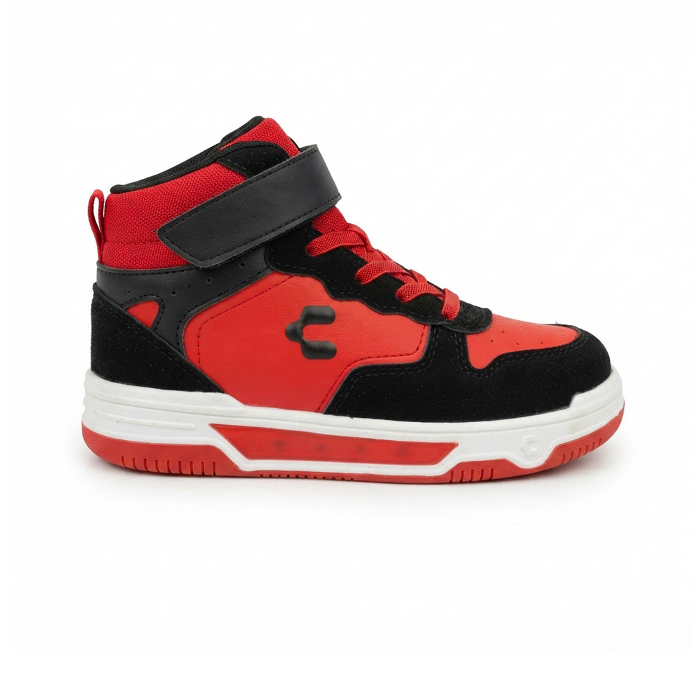 Tenis De Bota Con Luces Para Niño Charly 79431 Rojo Negro Ab0701