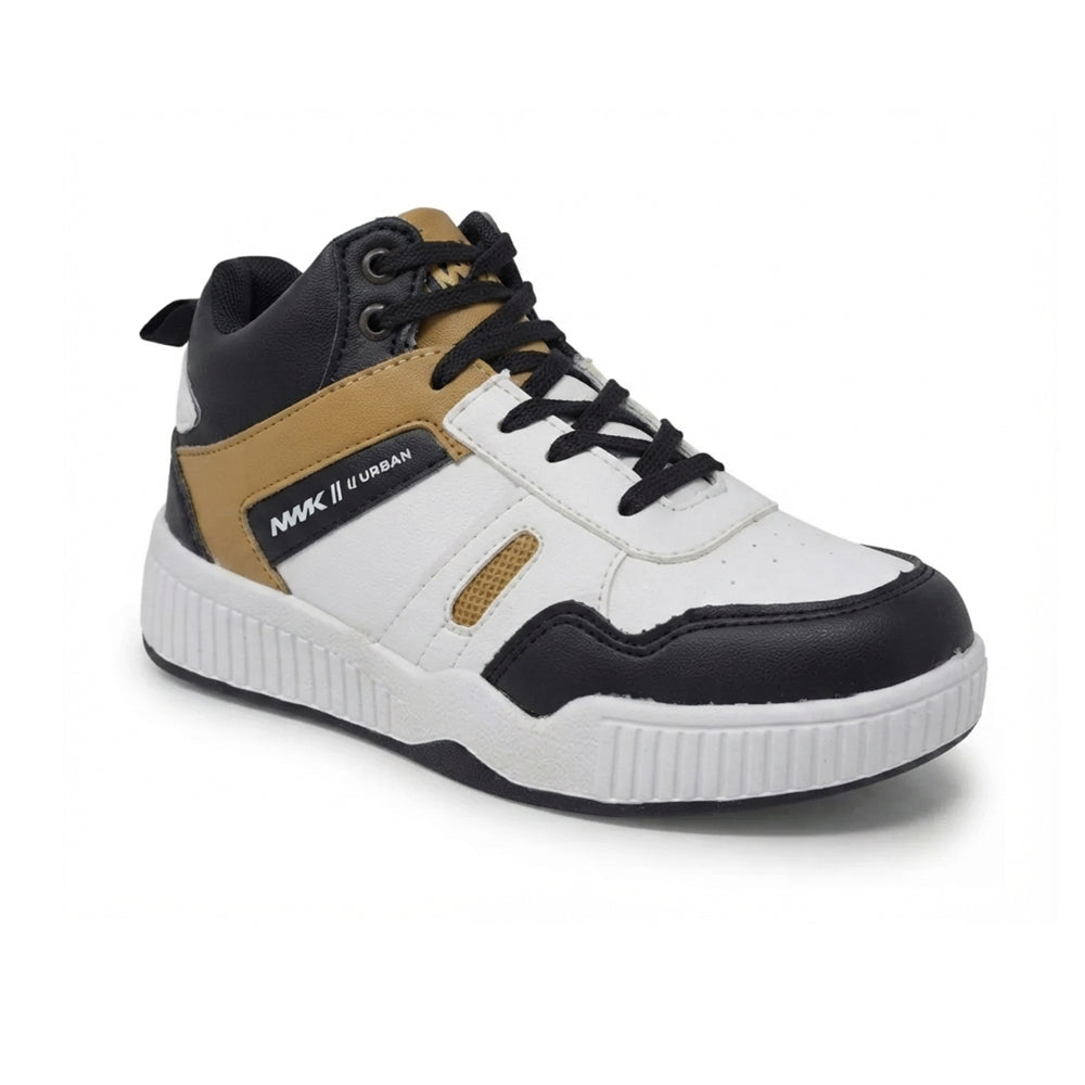 Tenis De Bota Para Niño Newk CJ02 Blanco Mostaza AB0701