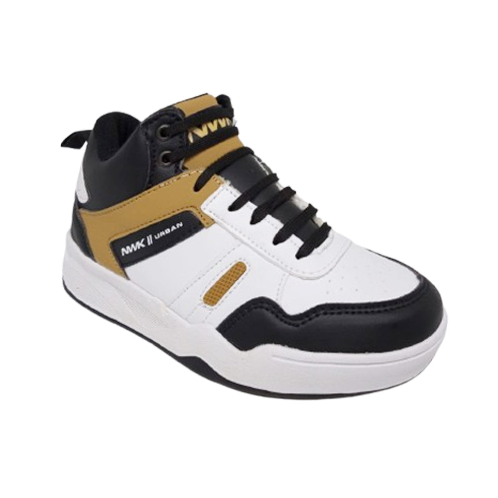Tenis De Bota Para Niño Newk CJ02 Blanco Mostaza AB0701