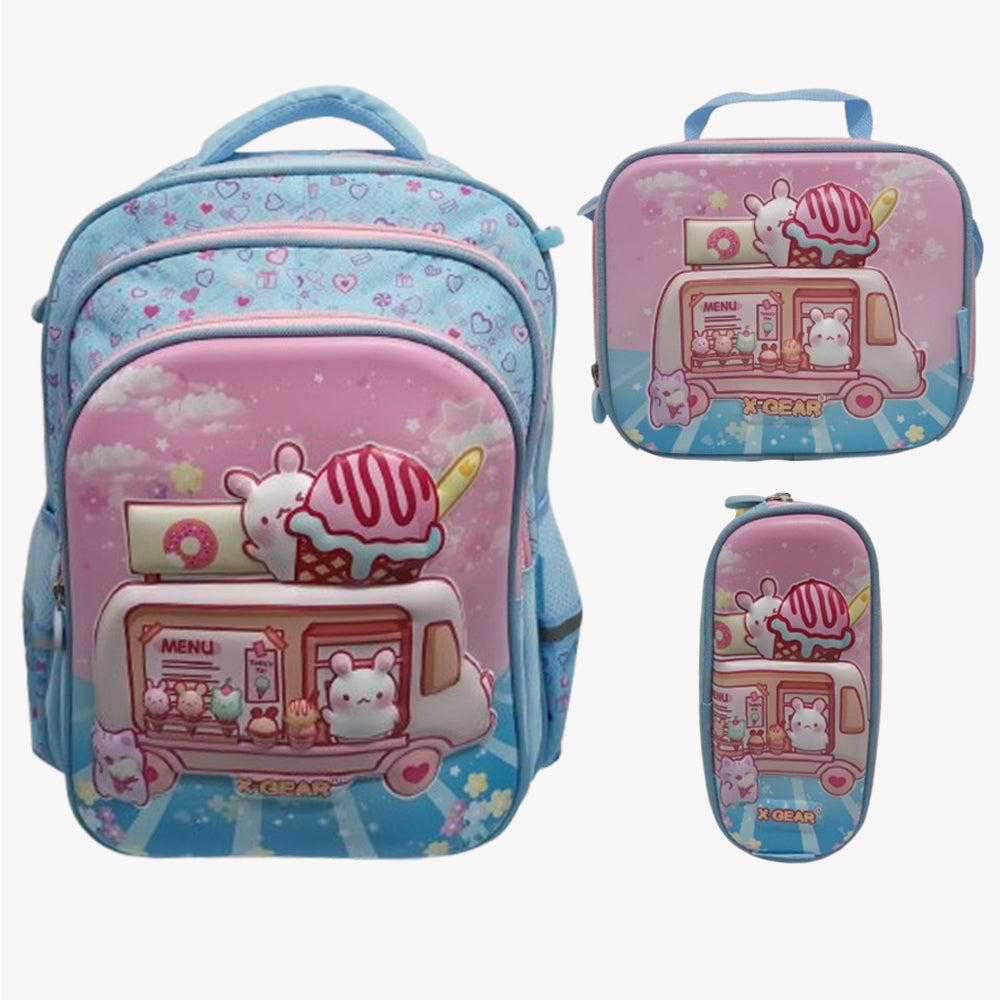 Mochila Combo Escolar Infantil "Ice Cream Truck" X Gear Ab0701