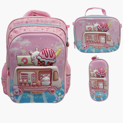 Mochila Combo Escolar Infantil "Ice Cream Truck" X Gear Ab0701