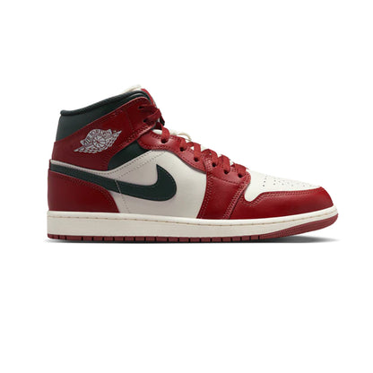 Tenis Casual De Bota Nike Jordan 1 Mid Blanco Rojo Verde Ab0701
