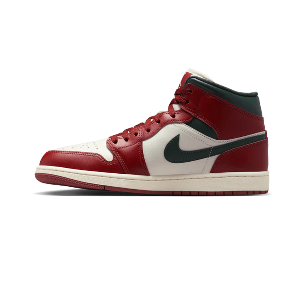 Tenis Casual De Bota Nike Jordan 1 Mid Blanco Rojo Verde Ab0701