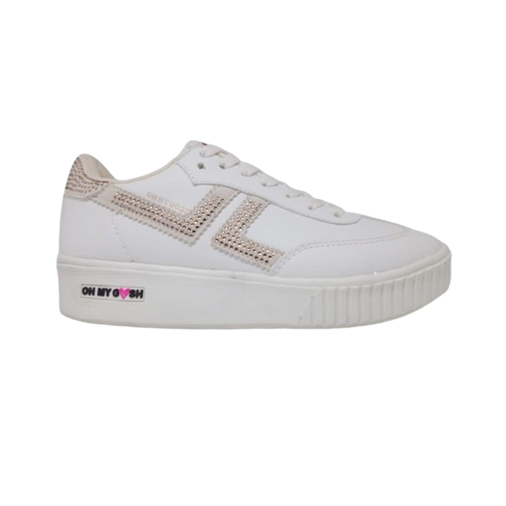 Tenis Casual Para Dama Gosh Woll Marfil Oro Rosado Ab701
