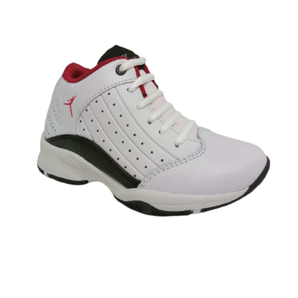 Tenis Casual Para Niño Janlo 0587 Blanco Negro Rojo Ab0701