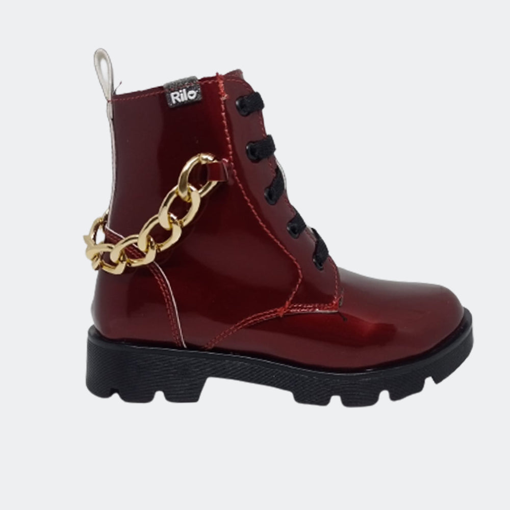 Bota Para Niña Rilo 9860 Rojo Charol Ab0701