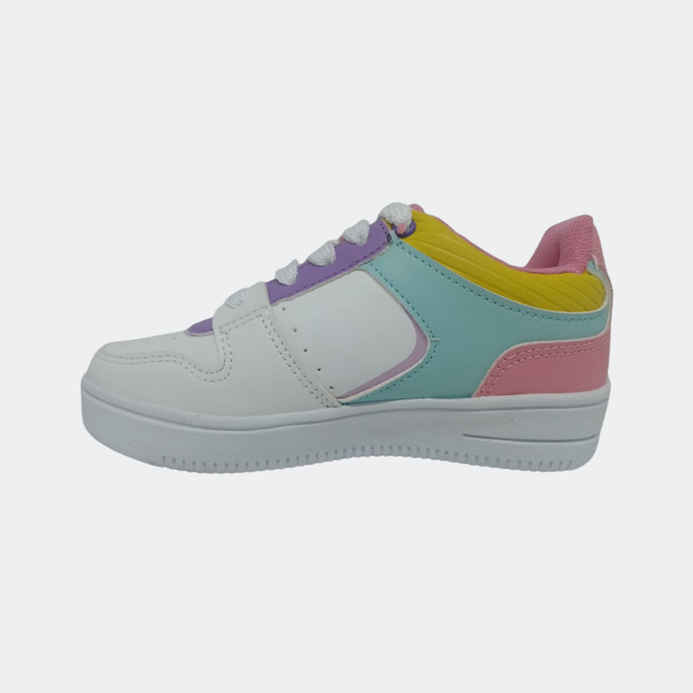 Tenis Casual Para Niña Court A7920S Blanco Rosa Verde Aqua Ab0701